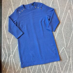 Ann Taylor Blue Stretch Knit  Long Sleeve Shift Dress